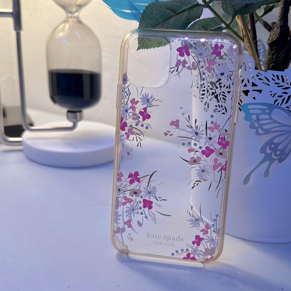 Beautiful Kate Spade iPhone 11 case with silver rhinestones